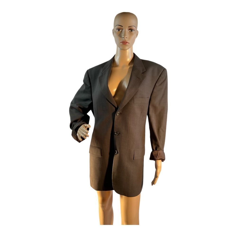 EVAN PICONE mens Brown heather 100% WOOL sport coat suit jacket blazer Size L